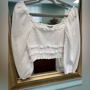 White Ruffled Women's Top